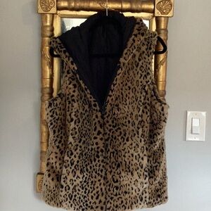 Kristen Blake reversible faux leopard vest with black lining